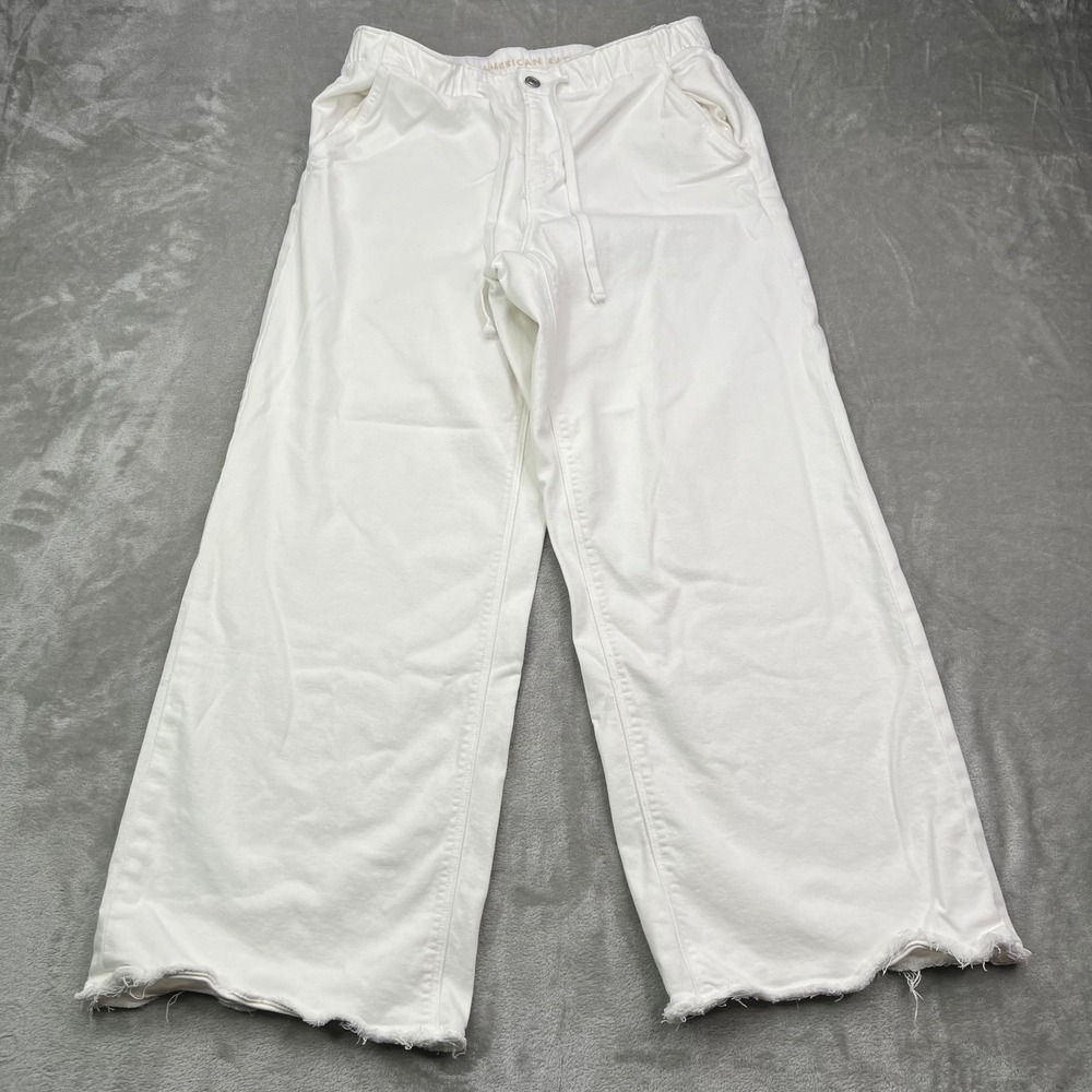American Eagle Jeans Womens Small White Low‎ Rise Ultra Wide Leg Baggy Stretch